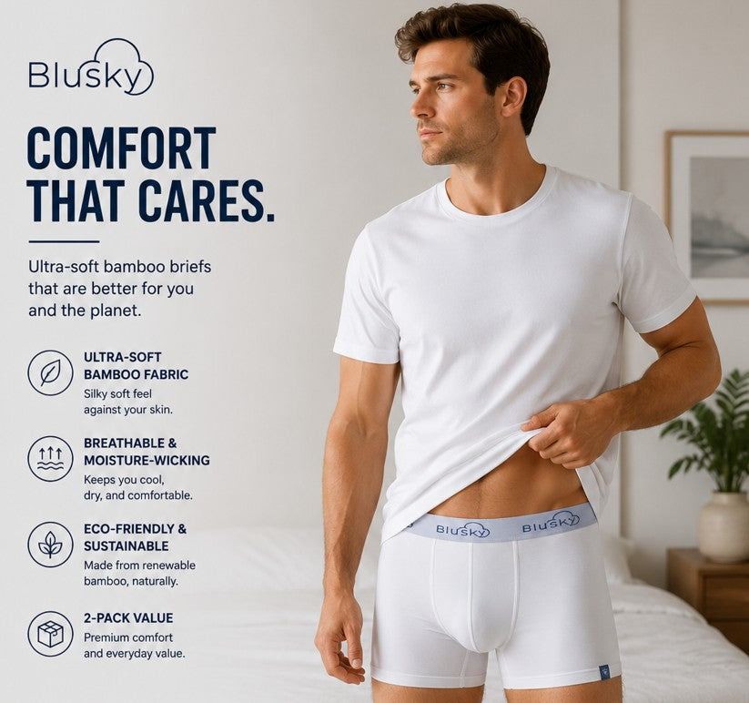White Men's Bamboo Briefs 2-Pack